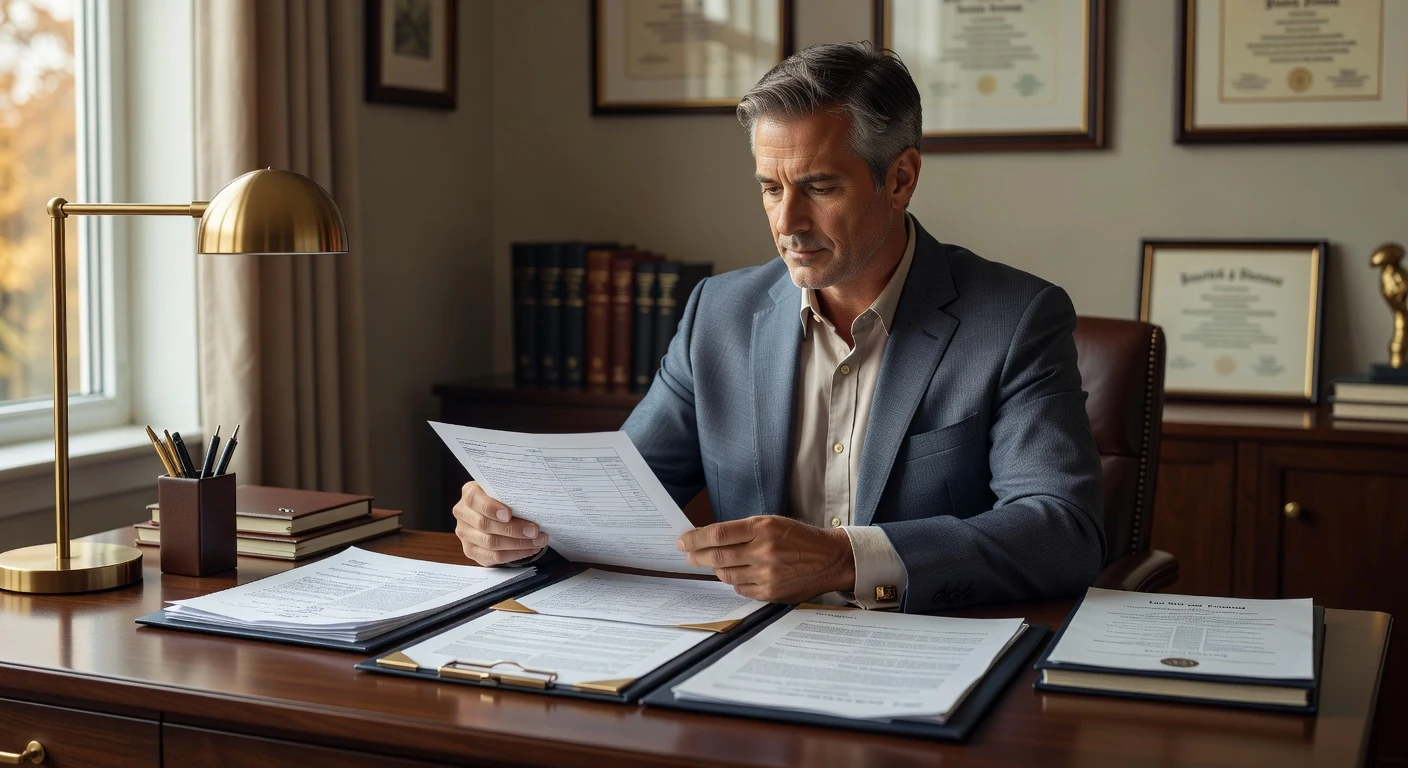 Executor carefully reviewing estate documents and records during Ontario estate administration
