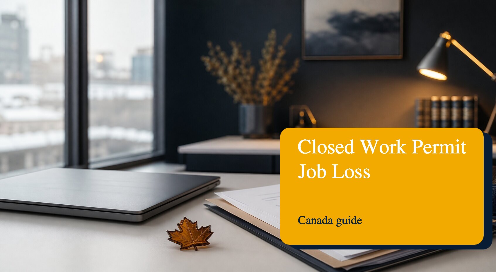Closed work permit job loss documents reviewed in a Canadian legal office.