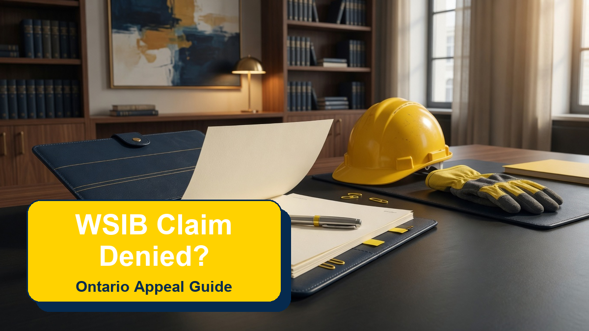 UL Lawyers branded guide image for a denied WSIB claim in Ontario.