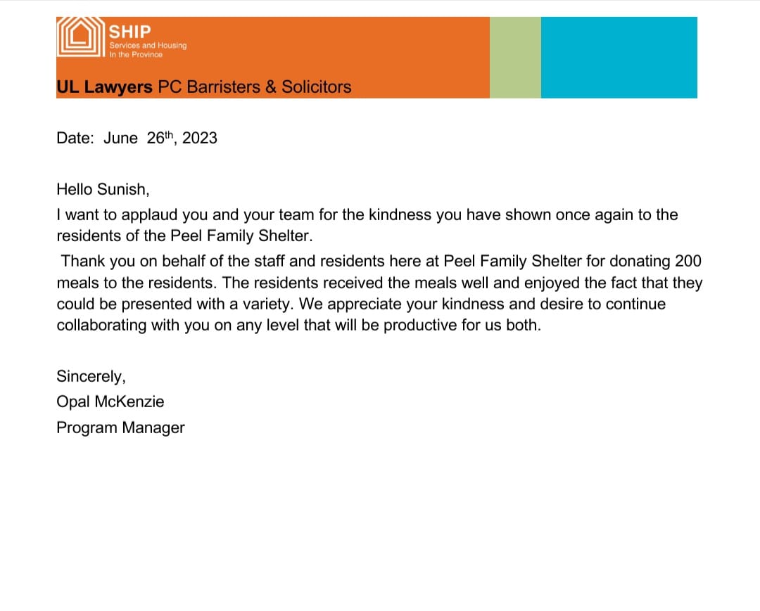 Local Nourishment letter 1